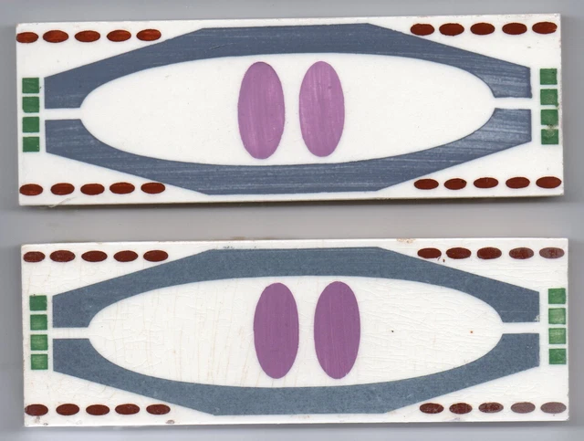 Timeless Elegance: Pair of Original Antique Tiles Early 20th Century mackintosh