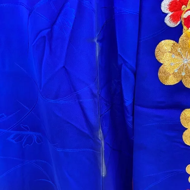 Furisode Color Uchikake VINTAGE Japanese Kimono Silk blue classic 1641 10