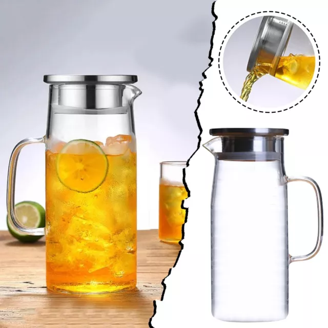 34 oz jarra de vidrio con tapa y pico fácil de limpiar vaso térmico jarra de agua con