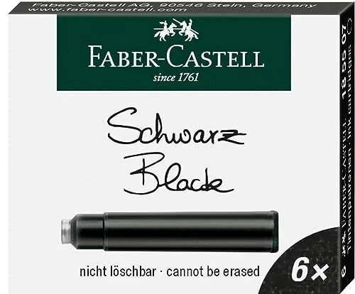Faber-Castell 10104474 Lot de 6 Cartouches d'encre Noir