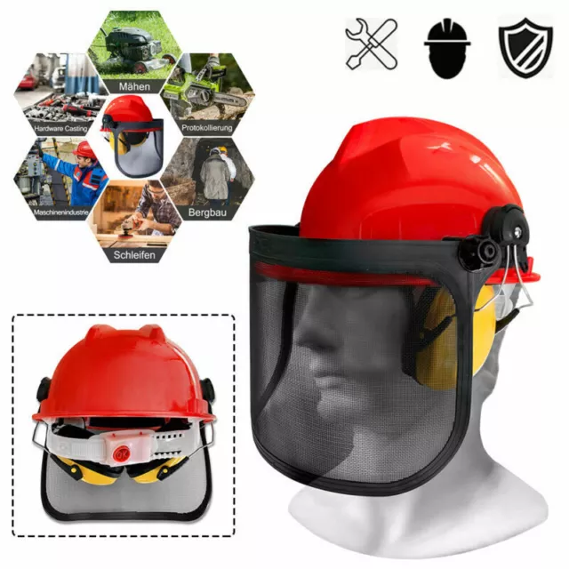 Schutzhelm Forsthelm Arbeitshelm mit Gehörschutz Visier Forstschutzhelm Mask ABS