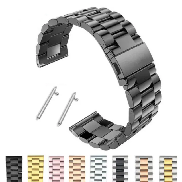 18-26mm Stainless Steel Metal Solid Buckle Bracelet Replacement Watch Band Strap
