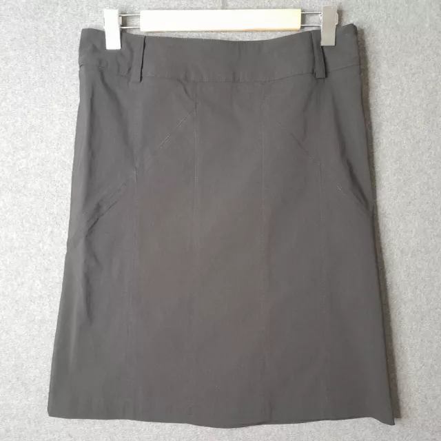 Vintage CUE Womens work skirt Sz 10 black viscose stretch knee length belt loops