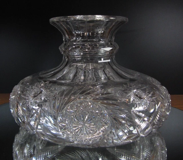 American Brilliant Cut Glass Vase-Monumental--14.0" Diameter & Weighs 20 Pounds