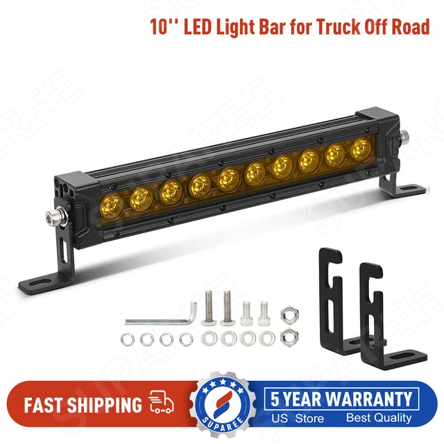 10'' LED Light Bar Flood Work Driving Fog Lamp w/ Mount for Truck Off Road Boat
