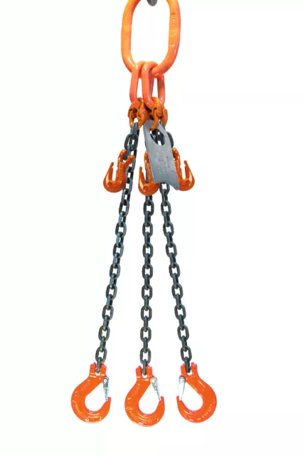 Chain Sling - 1/2" x 6' Triple Leg with Sling Hooks and Adjusters - Grade 100