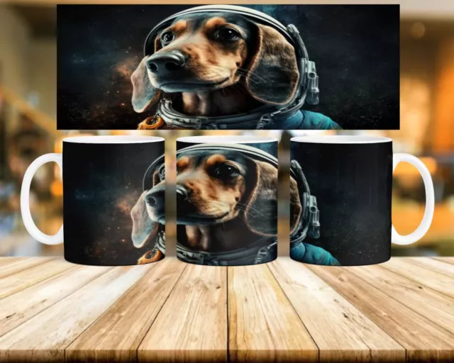 One pc 11oz Ceramic Coffee Mug - Dachshund in Space