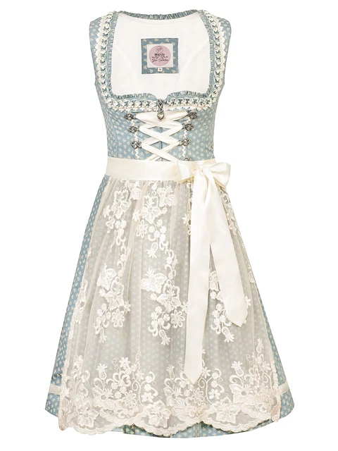 Marjo Midi Dirndl 2tlg. 58cm DARIA wasserblau creme