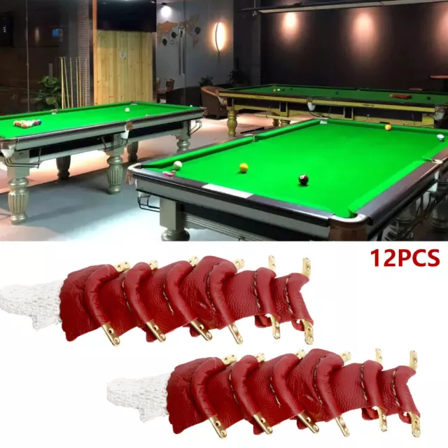 6/12PCS Leather Snooker Table Net Pockets Set Replacement Billiard Pool Ball Bag