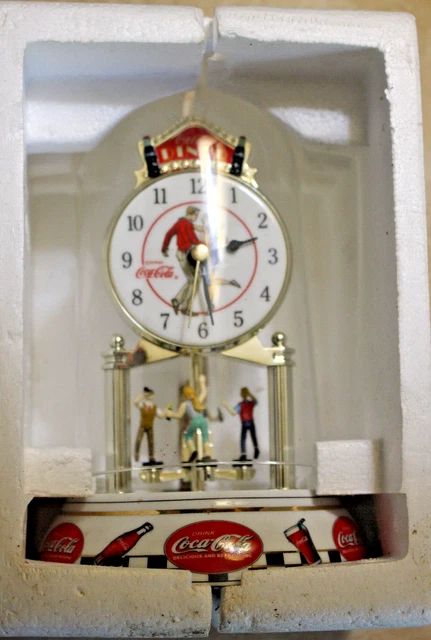 Coca Cola Anniversary Clock With Glass Dome And Rotating Pendulum Diner