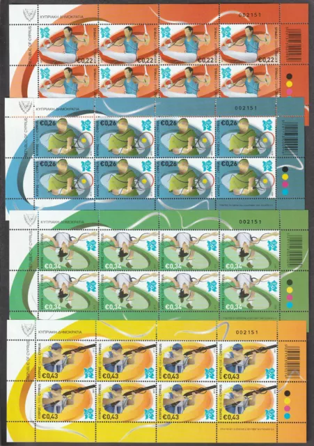 💥 Cyprus 2012 London  Summer Olympics Set in Full Sheets MNH HGS