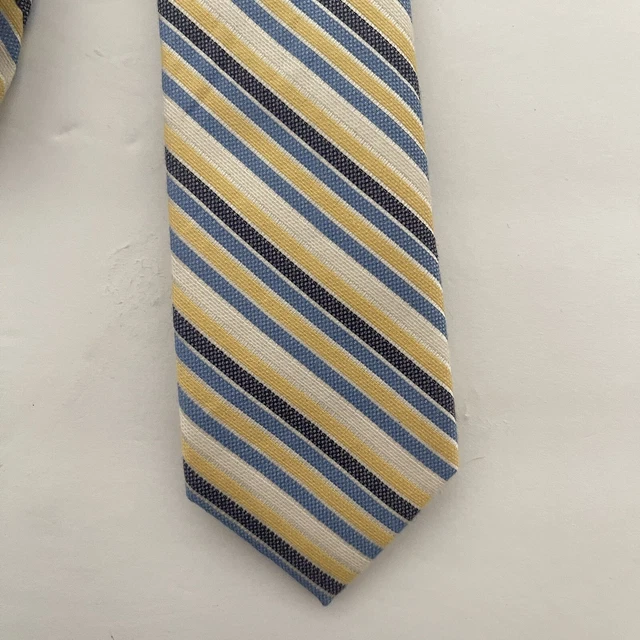 Nordstrom Neck Tie Boys Youth Multicolor Yellow White Blue Cotton Silk