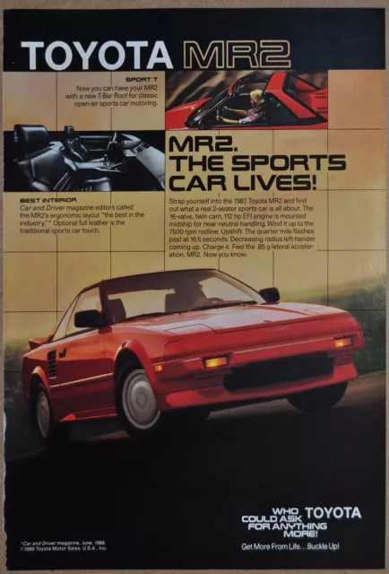 1987 TOYOTA MR2 advertisement, Toyota MR 2, red sports car