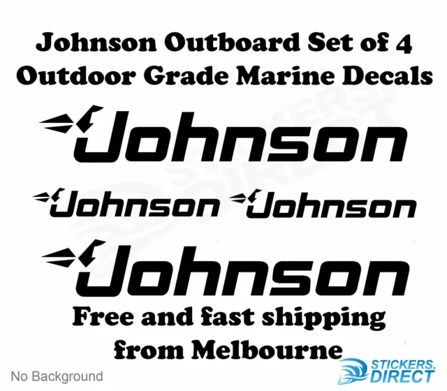 Johnson Outboard Boat Decal Set 4 Vinyl Marine Motor Stickers Any Colour
