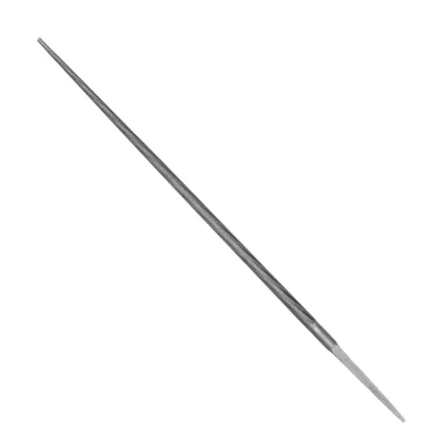 Grobet 4" - 2 Cut Knurled Handle Round Swiss Pattern Needle File, USA