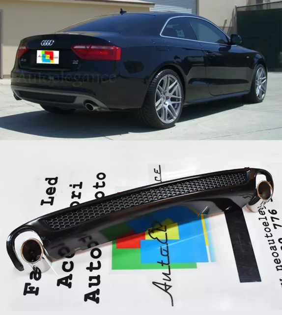 Spoiler Diffusore Posteriore + Terminali Inox Sline Per Audi A5 8T Coupe 07-11