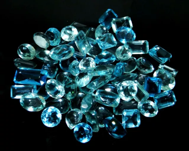 Natural Blue Aquamarine Mix Shape 50.10 Ct Loose CERTIFIED Gemstone Lot