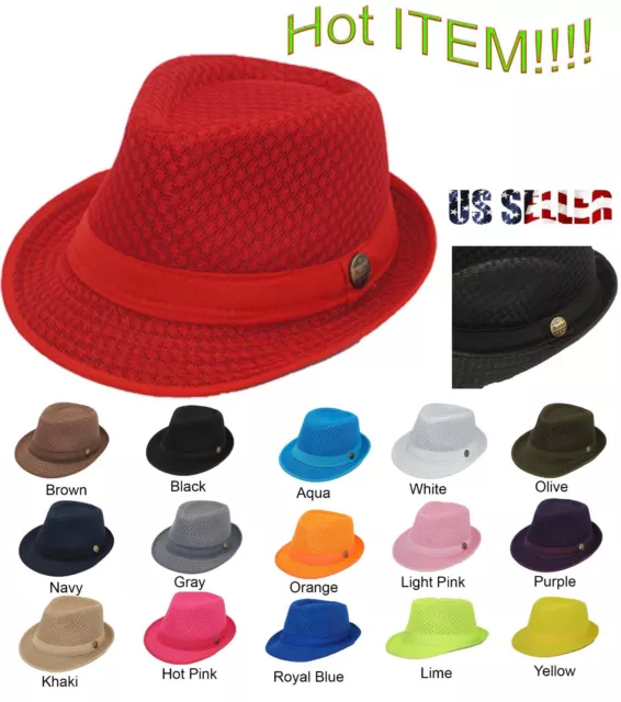 Light Weight Mesh Fedora hat Soft Cool Summer Classic Trilby COOL MESH