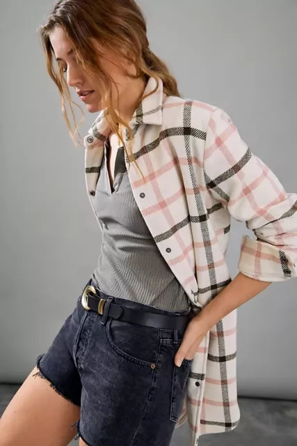 Anthropologie Flannel Shirt Jacket Plaid BB Dakota Shacket Eldridge Size S NEW
