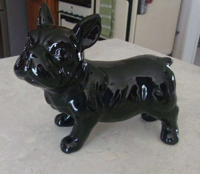 Vtg Larger Ceramic Pottery Boston Terrier Dog Figurine 9" x 7" Statue Puppy Size 2