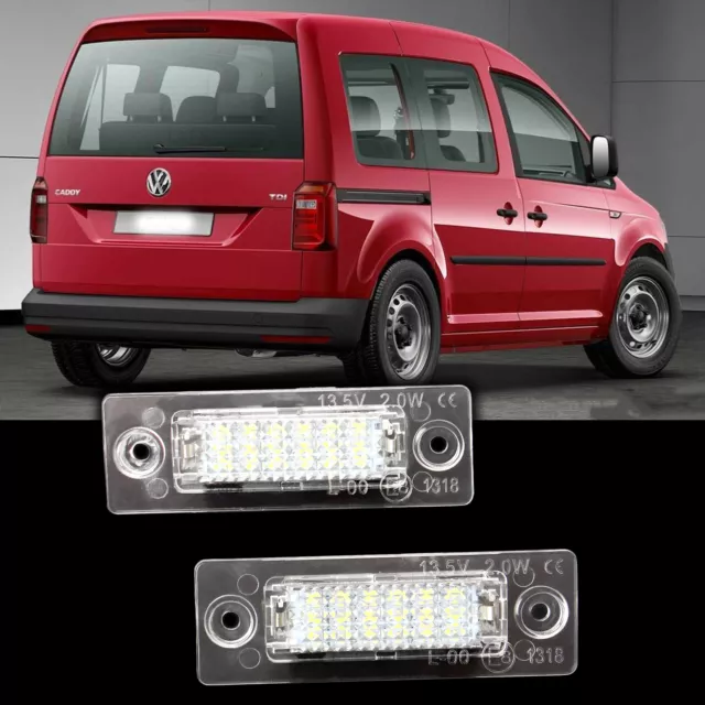 2 x Premium LED Kennzeichenbeleuchtung Kennzeichenleuchten für VW Caddy 3  Weiss