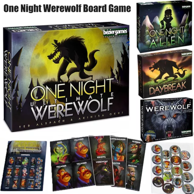 One Night Ultimate Werewolf Alien Super Villains Vampire Daybreak Board Game AU