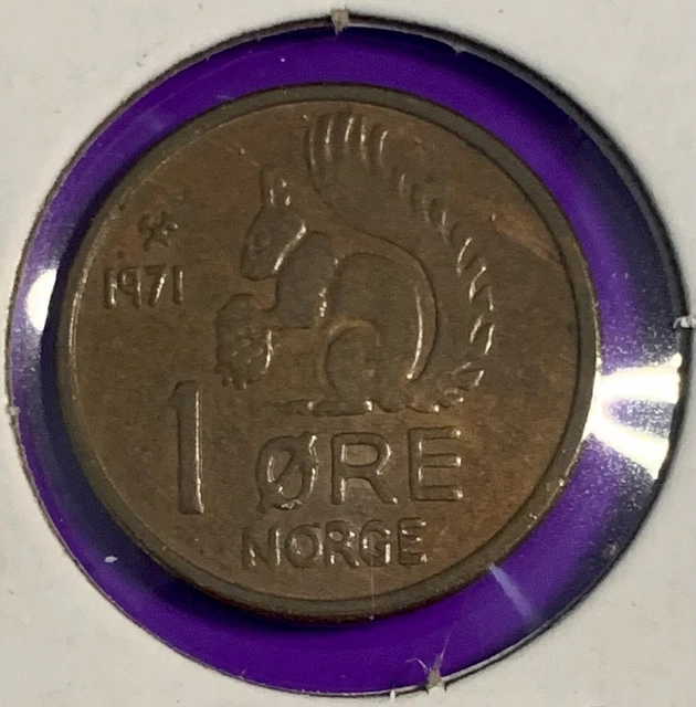 Norway 1 Ore 1971 Squirrel Animal Coin