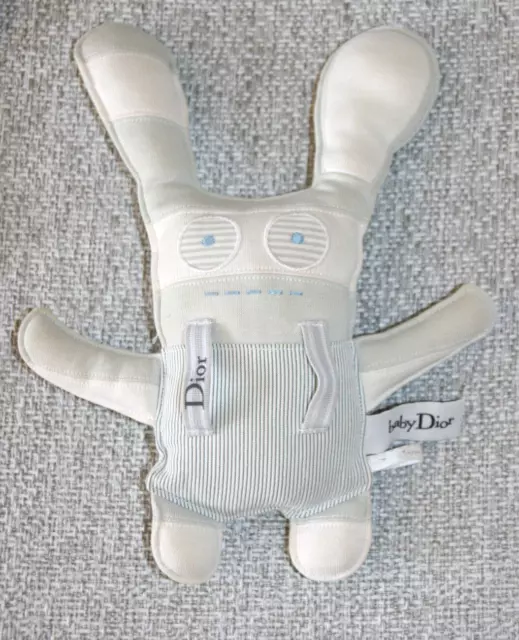 Dior Baby Dior Doudou Lapin Semi Plat Gris Beige Raye Monster Stuff Animal