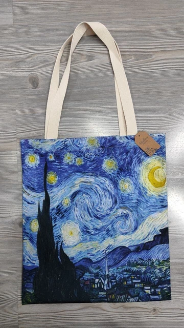 Borsa Shopping Vincent Van Gogh - Tracolla Spaziosa Con Motivo 'Caffè Notturno', Arte E Praticità - Foto 11
