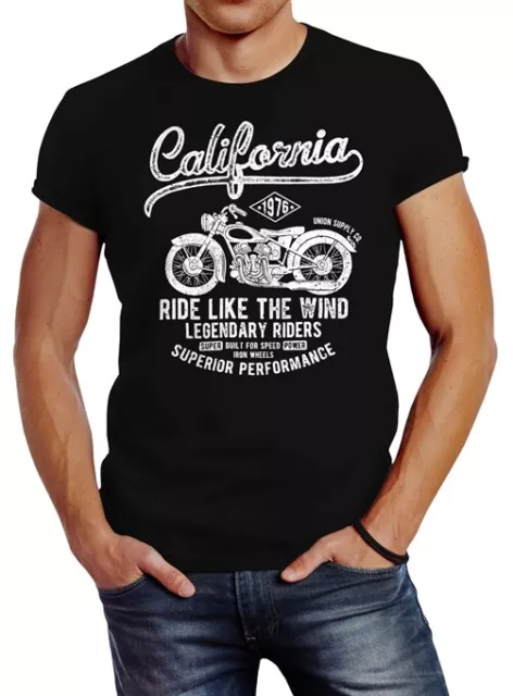 Herren T-Shirt California Motorbike Slim Fit Neverless®