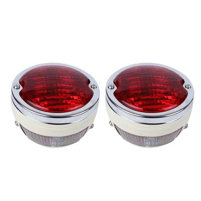 Rear Combination Light Set White Body Chrome Ring Lens Red Massey Tractor