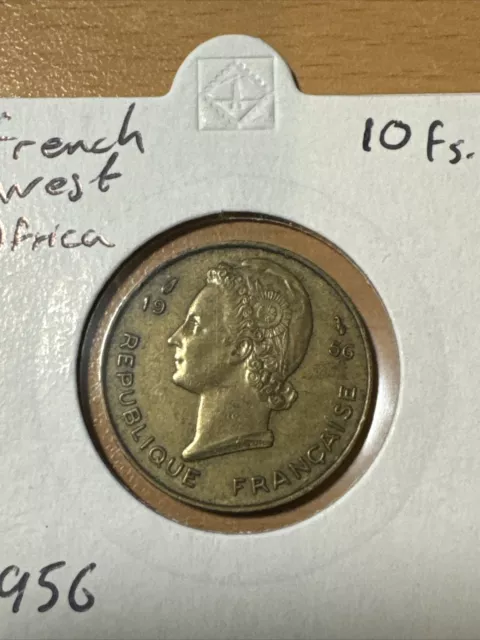 French West Africa 1956 10 Francs coin.