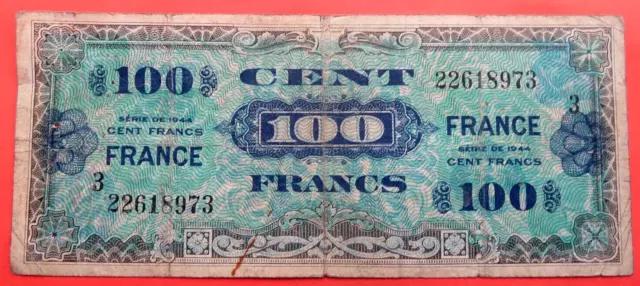 Billet de CENT FRANCS 1944  IMPRIME  par  les  USA