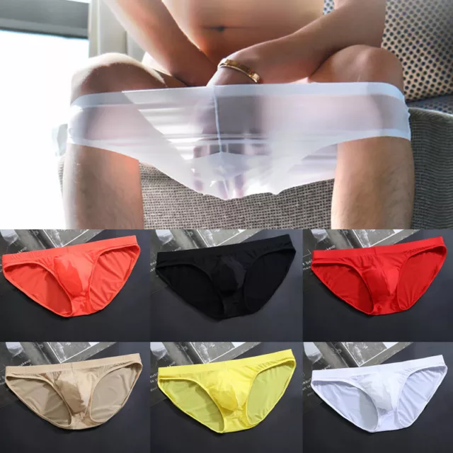Men's Low Waist Ice Silk Underwear Breathable Micro Mesh Briefs