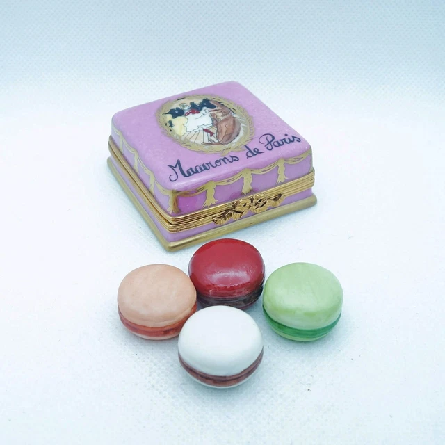 New French Limoges Trinket Box French Macarons Cookies in Macarons De Paris Box
