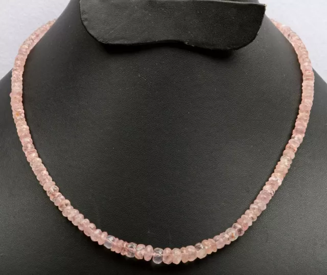 Pink Morganite Necklace 4-7 MM Beads 22 Inch Adjustable Length Gold Lock 14 K