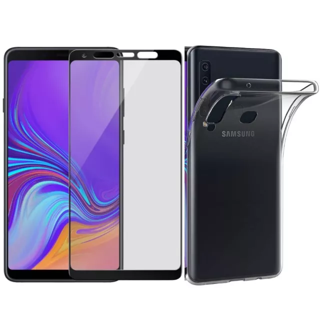 Per SAMSUNG GALAXY A9 2018 COVER CUSTODIA TRASPARENTE+ PELLICOLA VETRO TEMPERATO