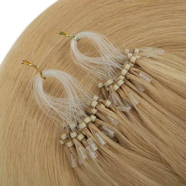 200PCS Thick DIY Loop Micro Ring Beads Tip Remy Human Hair Extentions Full Head