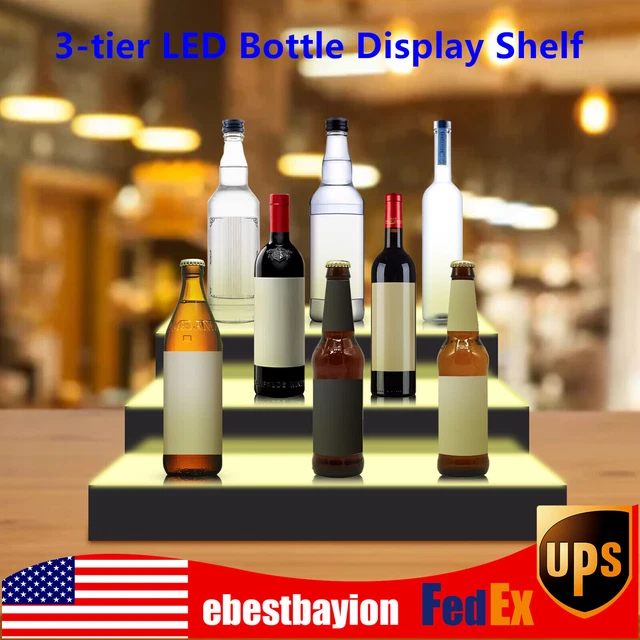 3-tier LED Bottle Display Shelf Liquor Bottle Display Stand w/Remote Control