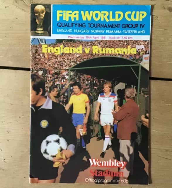 1981 England v Rumania signed football programme