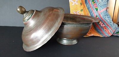 Old Middle Eastern Copper Bowl with Lid  …beautiful collection / display piece 2