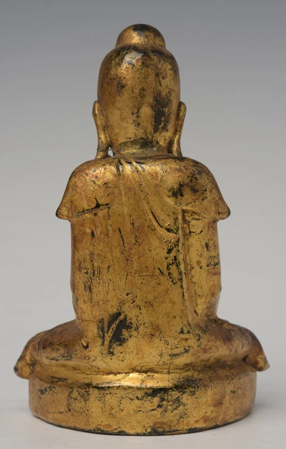 19th Century, Mandalay, Antique Burmese Wooden Seated Lotus Buddha 8