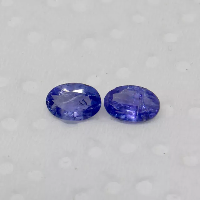 2 PCS Natural violet blue Tanzanite Oval Faceted Cut loose Gemstones Pair 6x4mm