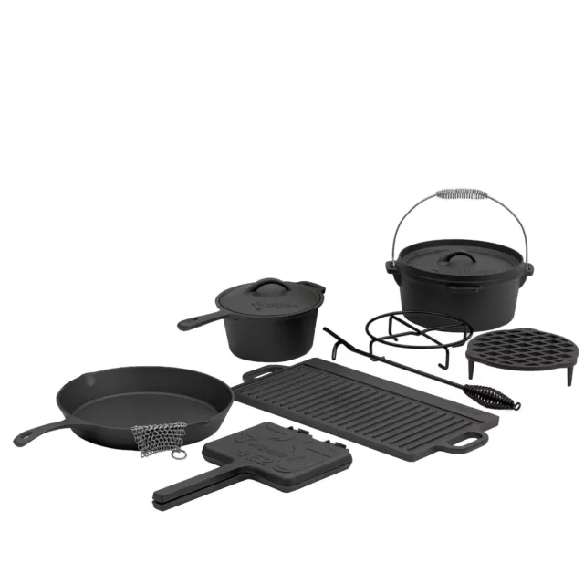 BBQ-Toro Dutch Oven Set 10-teilig, 4.5 QT Feuertopf + Deckelheber &mehr *B-Ware*