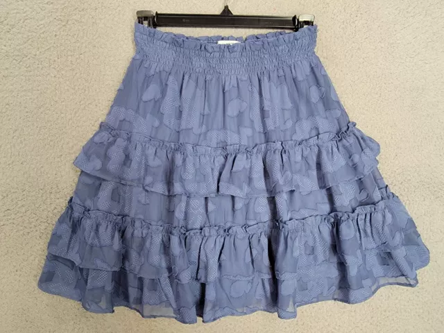 Blue Ruffled Skirt XS With Floral Print LC Lauren Conrad Layered Knee Length