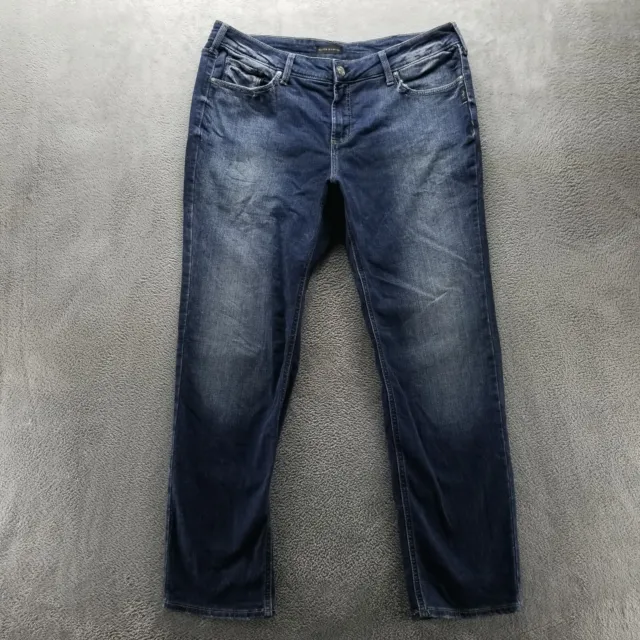 Silver Jeans Womens 36 Blue Suki Straight Faded Mid Rise Dark Wash Stretch Denim
