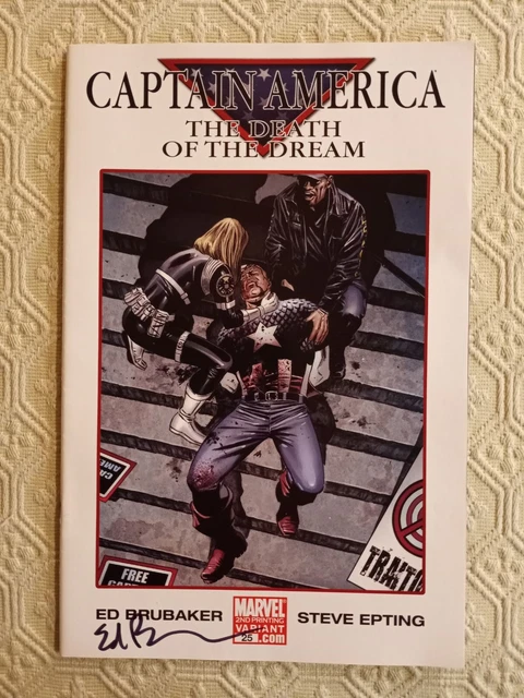 Captain America 25 Ed Brubaker SIGNED 2nd Print Variant VF/NM 2007 Marvel VHTF