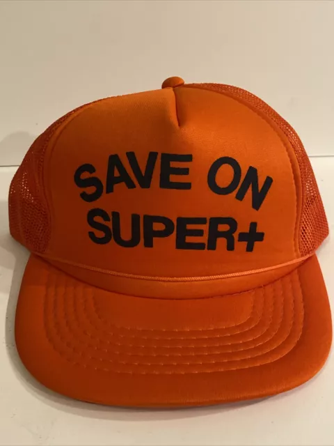 VTG Save On Super Gas Oil HAT TRUCKER SNAP BACK FARMER MESH USA 80's or 90's