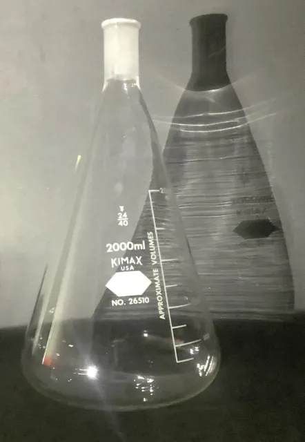 Kimax Vintage Lab Glass - 2L (2000 ml) Volumetric/Erlenmeyer Flask - No. 26510