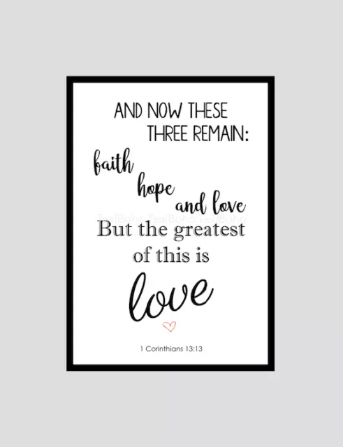 Faith Hope Love Poster Digital Print Quote Typography Wall Art Home Decor A3 A4